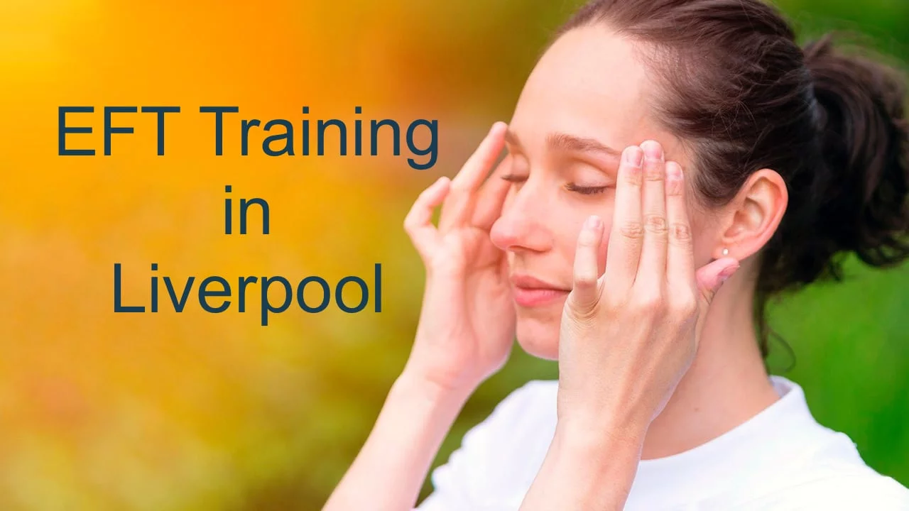 EFT Training in Liverpool - a woman tapping on the sides of the eyes