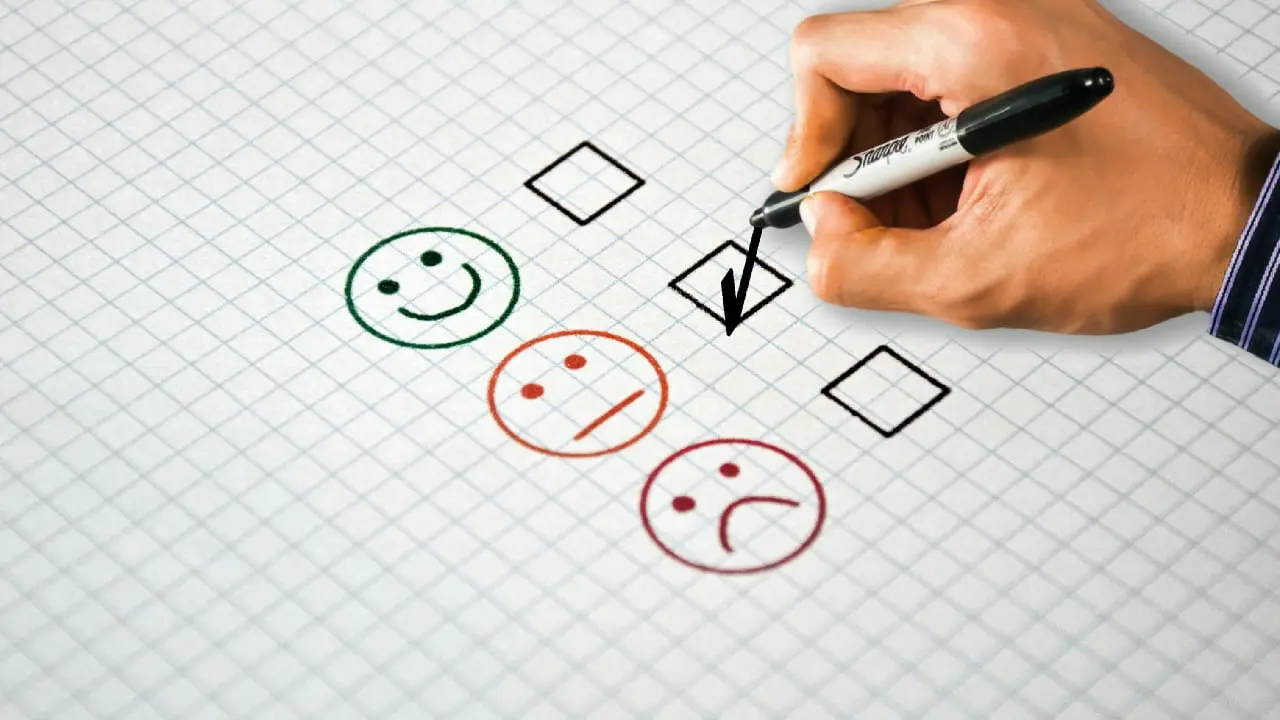 A person ticking a depression test - goldberg depression test